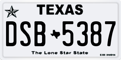 TX license plate DSB5387