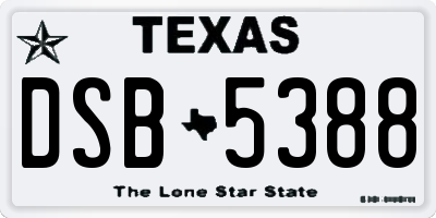 TX license plate DSB5388