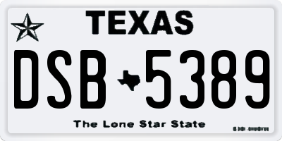 TX license plate DSB5389
