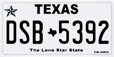 TX license plate DSB5392