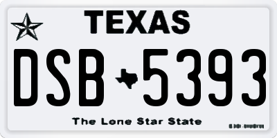 TX license plate DSB5393