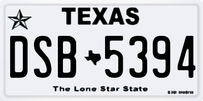 TX license plate DSB5394
