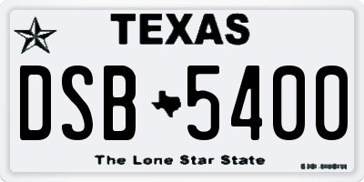 TX license plate DSB5400