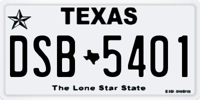 TX license plate DSB5401
