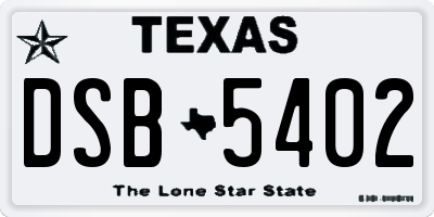 TX license plate DSB5402