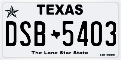TX license plate DSB5403
