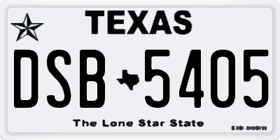 TX license plate DSB5405