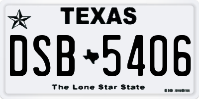 TX license plate DSB5406