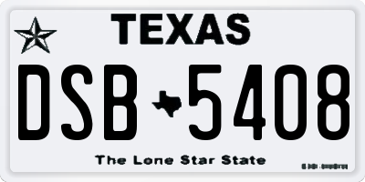 TX license plate DSB5408