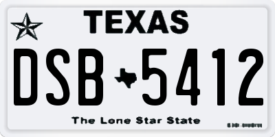 TX license plate DSB5412