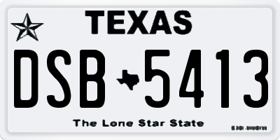 TX license plate DSB5413