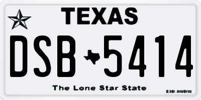 TX license plate DSB5414