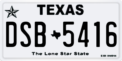 TX license plate DSB5416