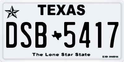 TX license plate DSB5417