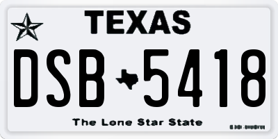 TX license plate DSB5418