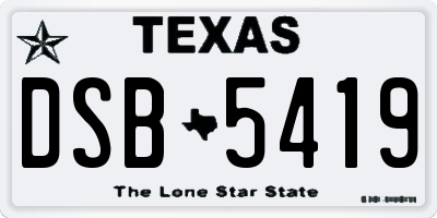 TX license plate DSB5419