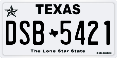 TX license plate DSB5421