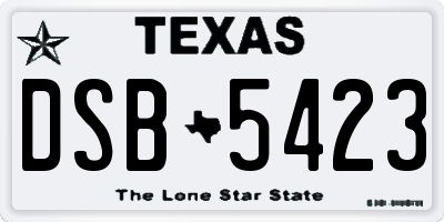 TX license plate DSB5423