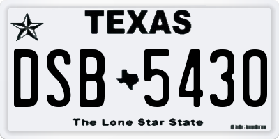 TX license plate DSB5430