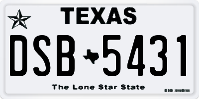 TX license plate DSB5431