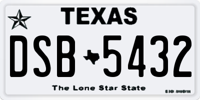 TX license plate DSB5432