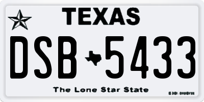 TX license plate DSB5433