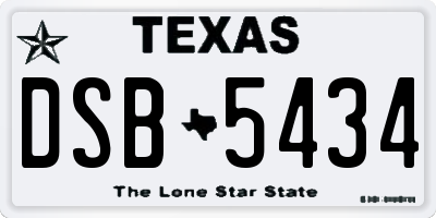 TX license plate DSB5434