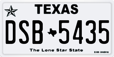 TX license plate DSB5435