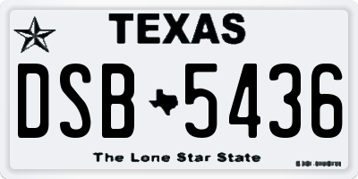 TX license plate DSB5436