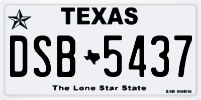 TX license plate DSB5437