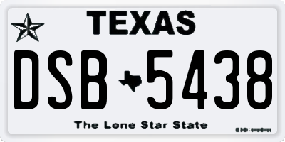 TX license plate DSB5438