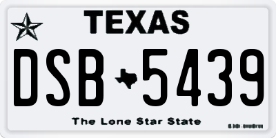 TX license plate DSB5439