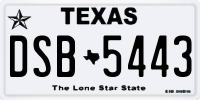 TX license plate DSB5443