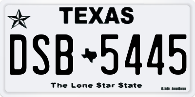 TX license plate DSB5445