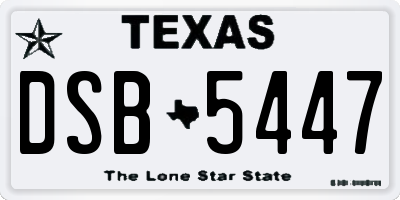 TX license plate DSB5447