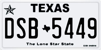TX license plate DSB5449