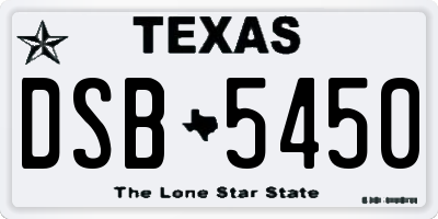 TX license plate DSB5450