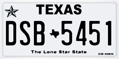 TX license plate DSB5451
