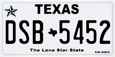 TX license plate DSB5452