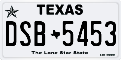 TX license plate DSB5453