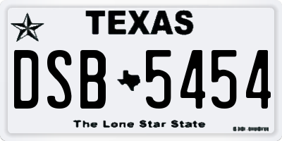 TX license plate DSB5454
