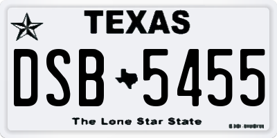 TX license plate DSB5455