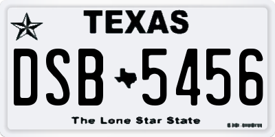 TX license plate DSB5456