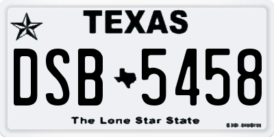 TX license plate DSB5458