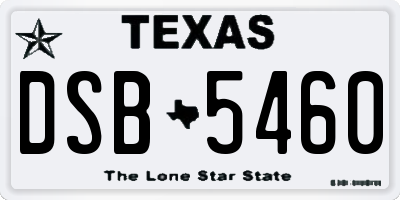 TX license plate DSB5460