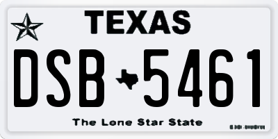 TX license plate DSB5461