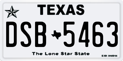 TX license plate DSB5463