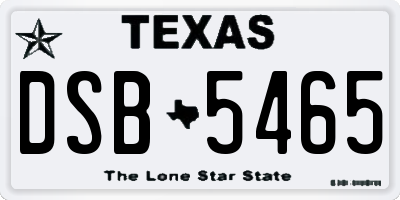 TX license plate DSB5465