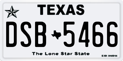 TX license plate DSB5466