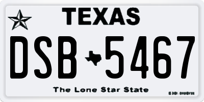 TX license plate DSB5467